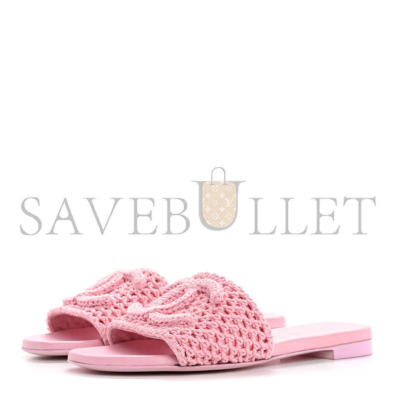 CHANEL CROCHET CC MULES SANDALS 36.5 ROSE 